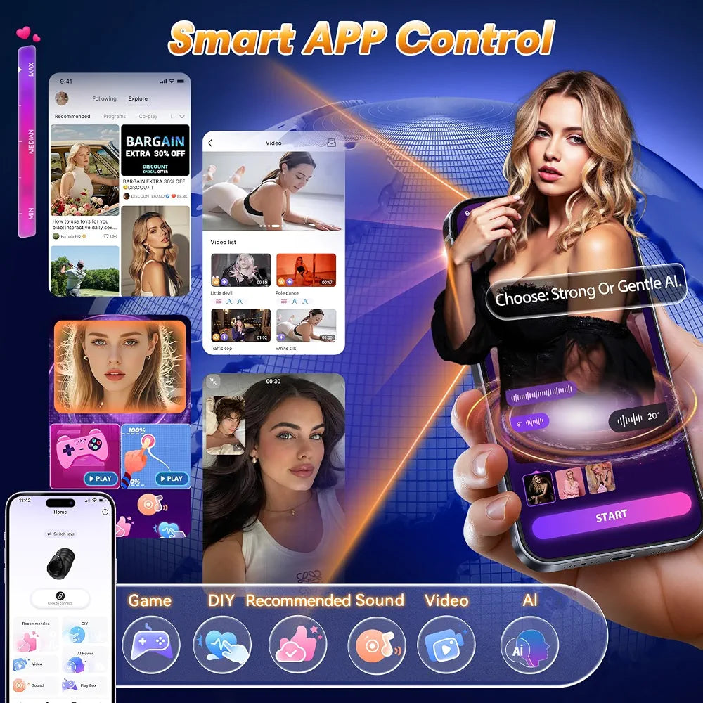 Smart App-Controlled Male Masturbator and Glans Trainer Vibrator