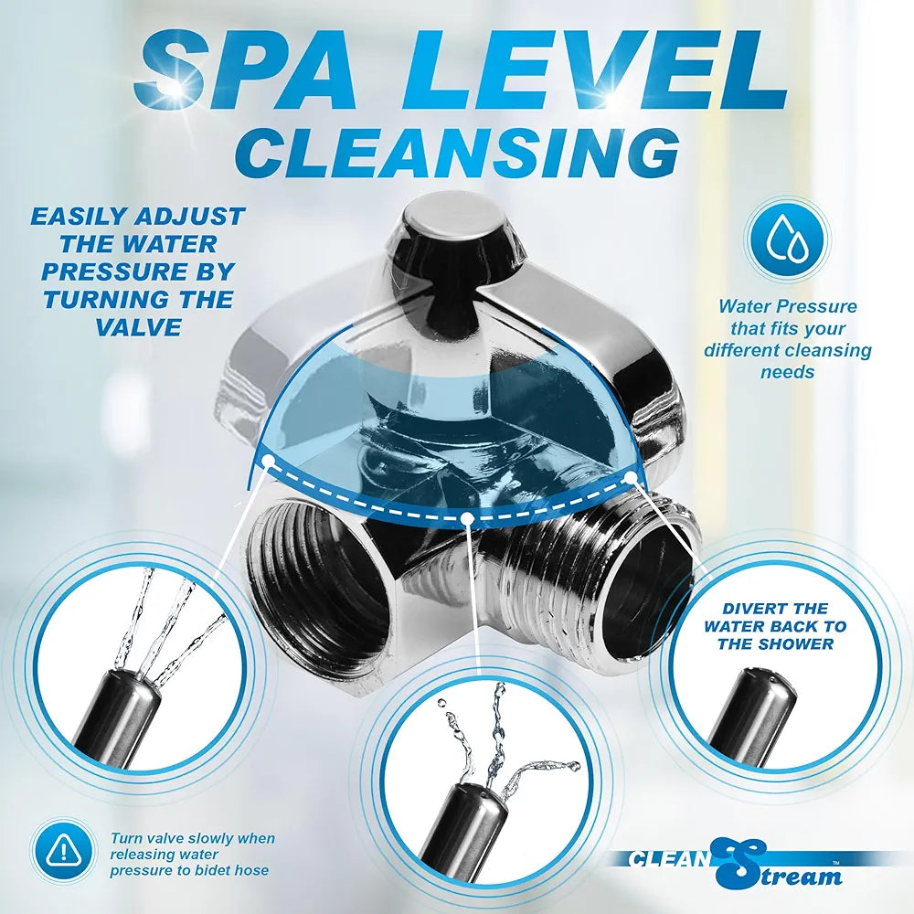 Cleanstream Premium 6-Foot Shower Enema System with 4 Interchangeable Silicone and Aluminum Tips and Shower Adapter