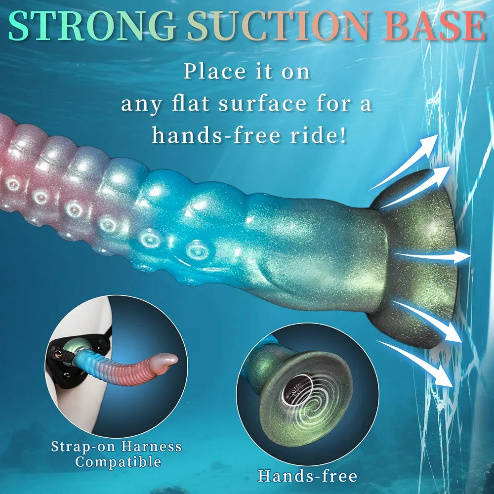 12.2" Fantasy Monster Tentacle Dildo with 10-Speed Remote Control Vibration, Waterproof Silicone Anal and G-Spot Massager for Couples