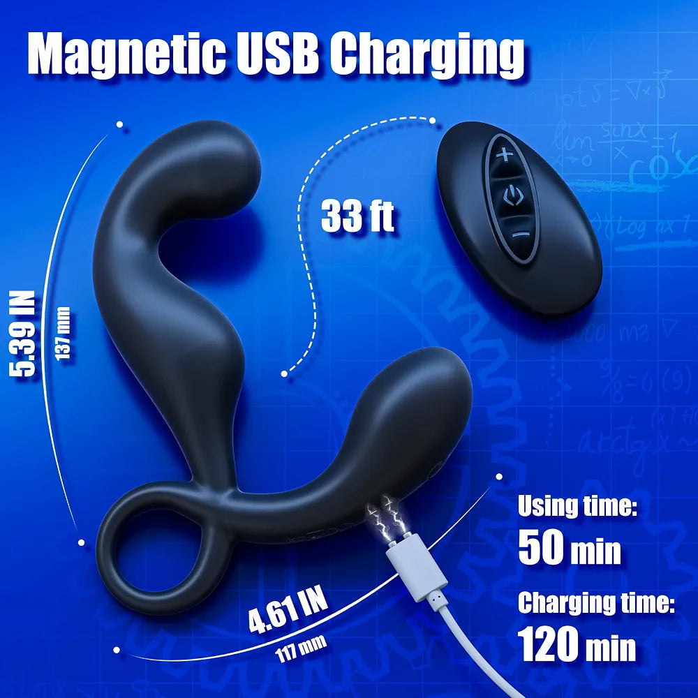 Dual-Motor Remote Controlled Prostate Massager with 9 Vibration Modes and Anal Beads