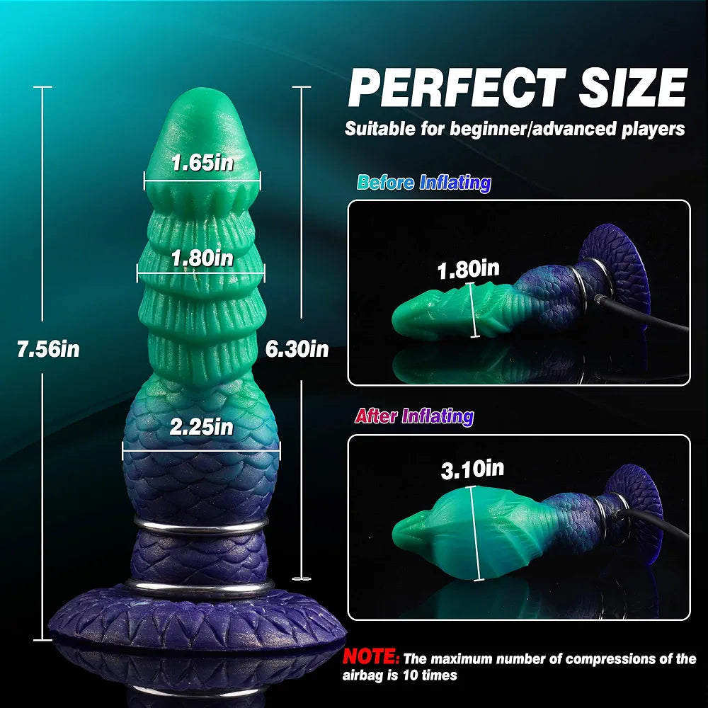 Inflatable Fantasy Horse Dildo with Adjustable Thickness and Strong Suction Cup