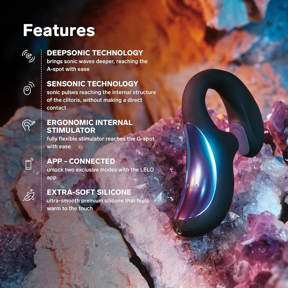 LELO Enigma Sonic Wave Double Stimulation Massager - App-Controlled Rabbit Vibrator in Cyber Purple