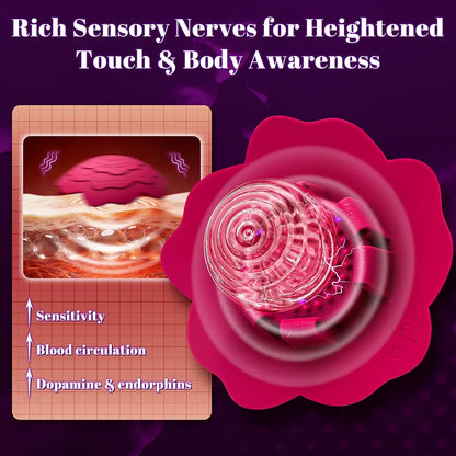 Remote-Controlled Rose Nipple Vibrator with 10 Stimulation Modes for Couples