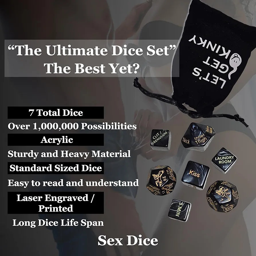 Romantic Couples Dice Game: 7-Piece Set for Intimate Date Nights and Foreplay