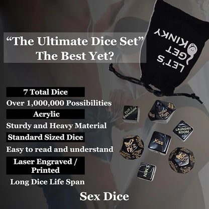 Romantic Couples Dice Game: 7-Piece Set for Intimate Date Nights and Foreplay