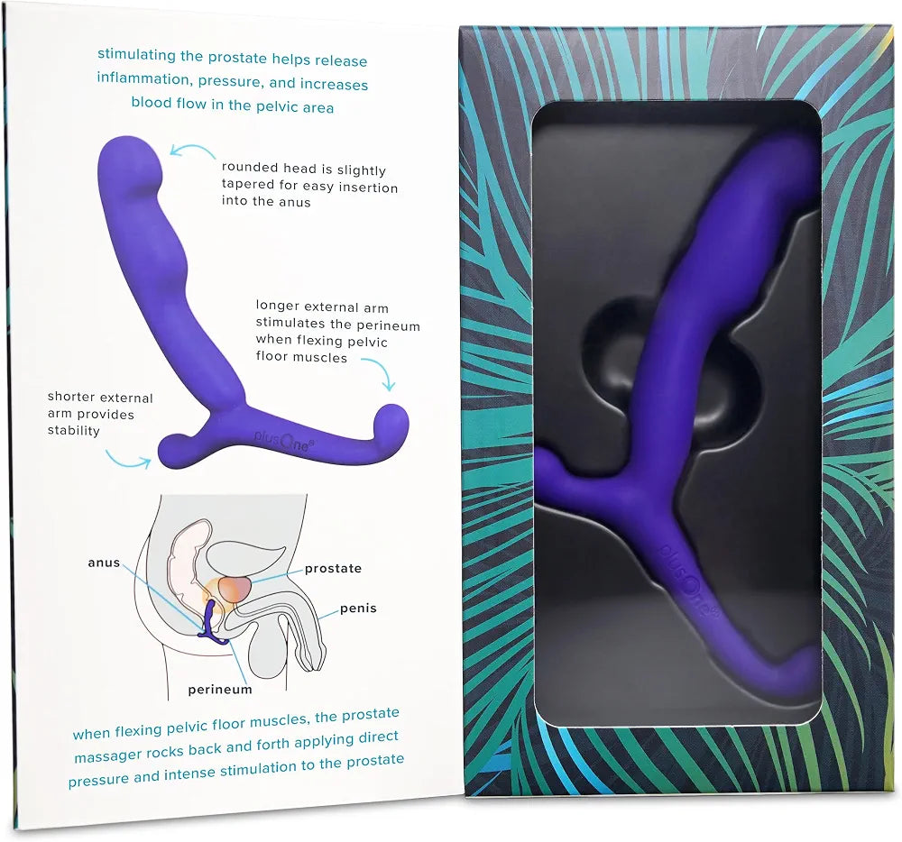 plusOne 4-Inch Ergonomic Silicone Prostate Massager with External Control Arm