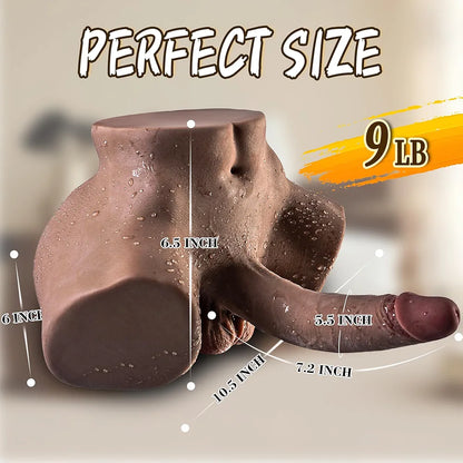 Realistic 2-in-1 Unisex Torso Masturbator with 7.2-inch Flexible Dildo and Anal Canal