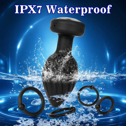 Premium Silicone Vibrating Butt Plug and Penis Ring Set with Remote Control