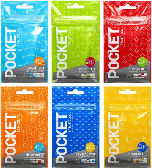 TENGA Pocket Series 6-Pack Disposable Masturbator Sleeves - Variety Set for Men