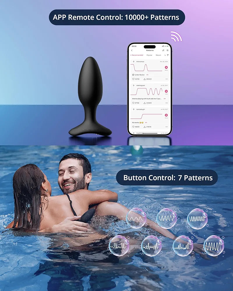 LOVENSE Hush 2 Remote-Controlled Silicone Anal Vibrator - 1.5 Inch Waterproof Rechargeable Plug