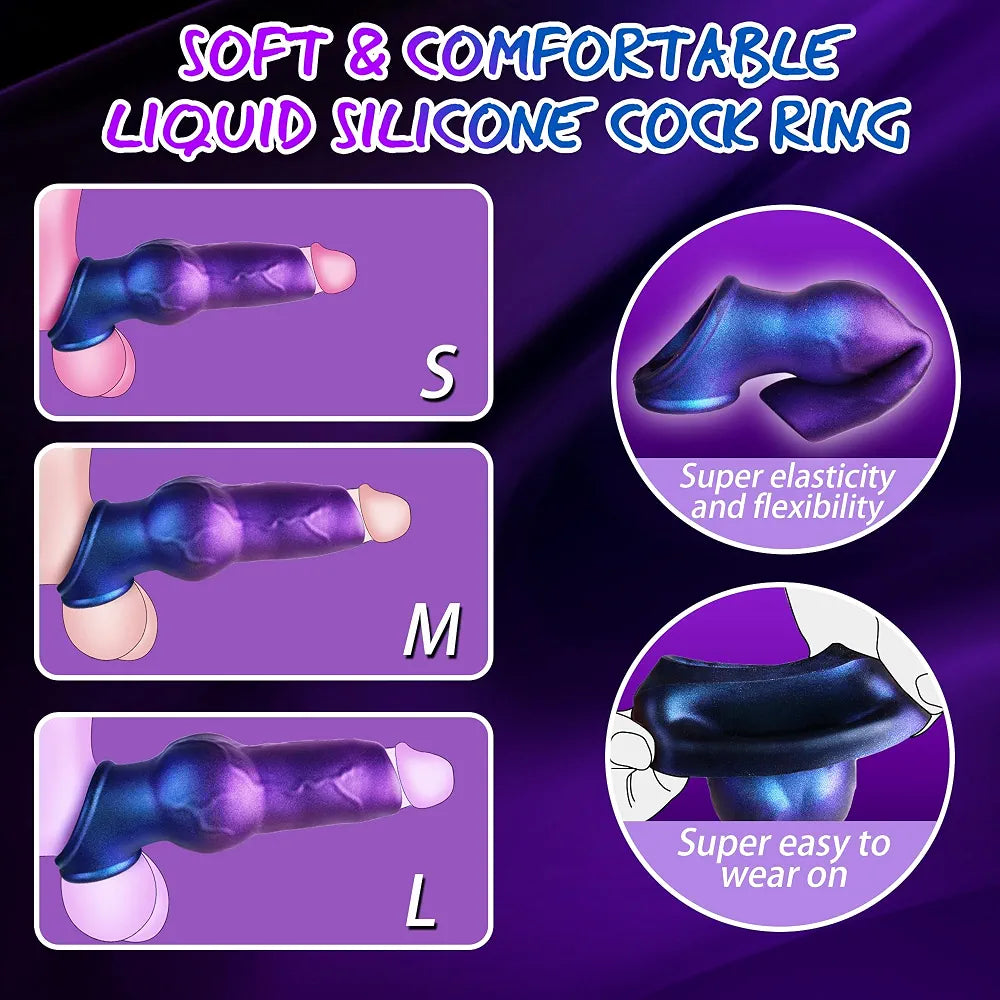 Reusable Silicone Penis Girth Enhancer and Delay Sleeve with Integrated Cock Ring