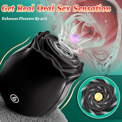 Silent Waterproof Clitoral Suction Vibrator for Women - Black