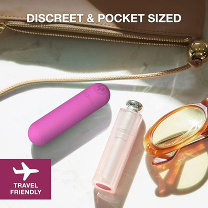 plusOne Mini Bullet Vibrator for Women - Waterproof Silicone Personal Massager, Pink