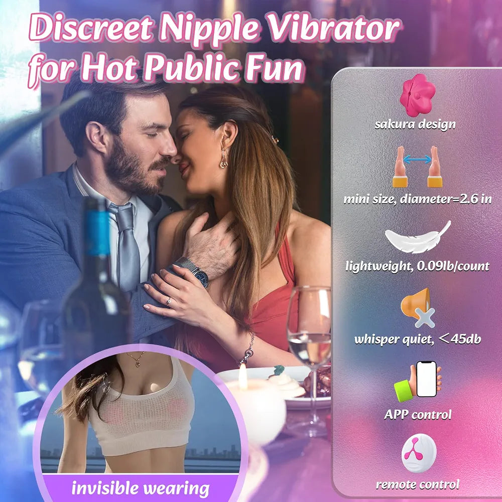 Remote-Controlled Vibrating Nipple Clamps with 10 Modes and Adjustable Tension
