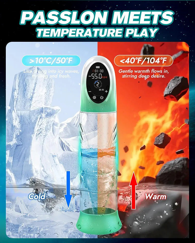 Electric Vacuum Penis Pump with LCD Display, 9 Suction Levels, and 4 Pressure Modes for Enhanced Erection