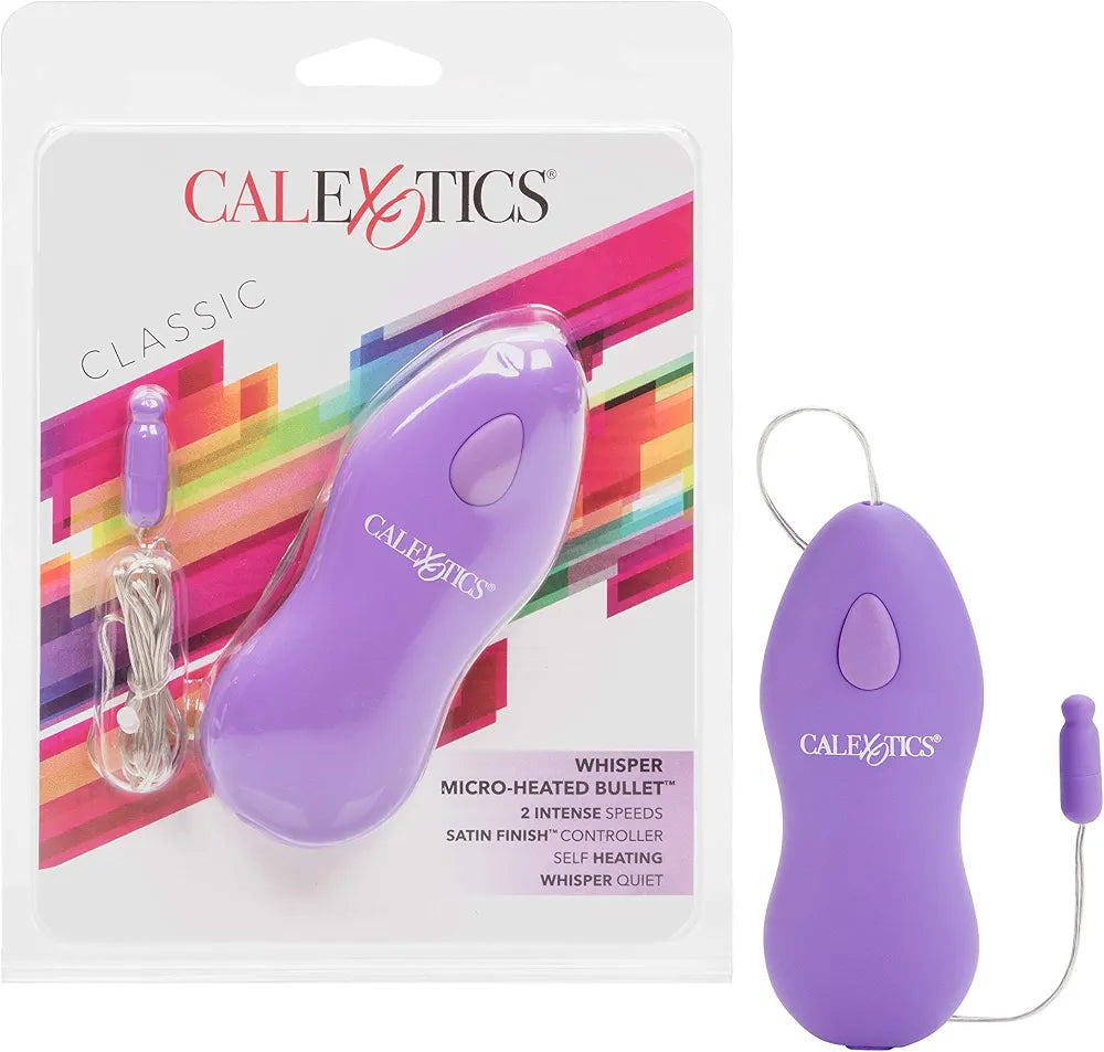 CalExotics Whisper Micro-Heated Bullet Vibrator - 2-Speed Warming Personal Massager, Purple