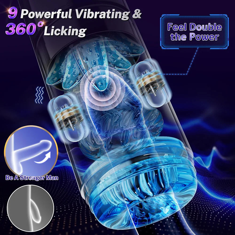 AI-Sync 9S Male Masturbator: Interactive Thrusting, Rotating, Vibrating, Sucking & Licking Sex Toy with App Control
