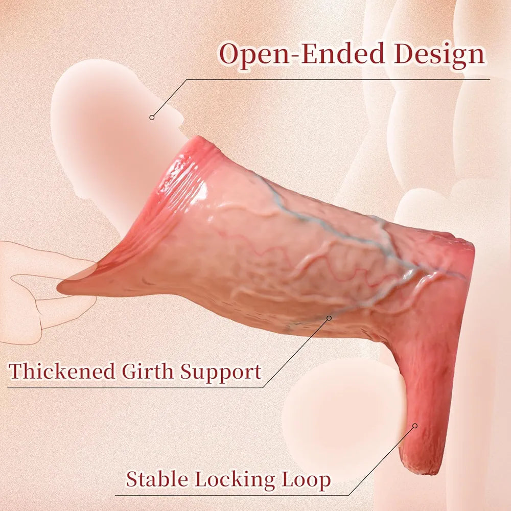 Reusable Silicone Penis Sleeve Extender and Girth Enhancer - Size M
