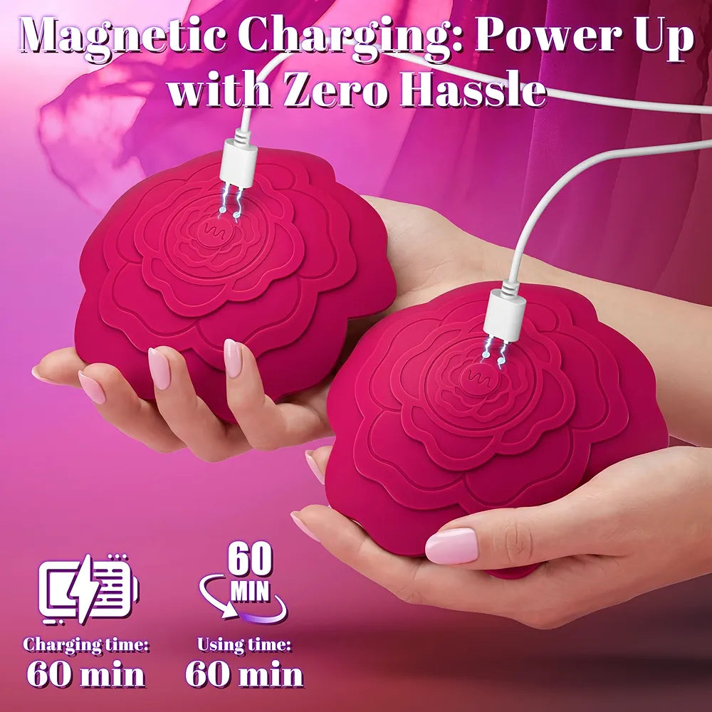 Remote-Controlled Rose Nipple Vibrator with 10 Stimulation Modes for Couples