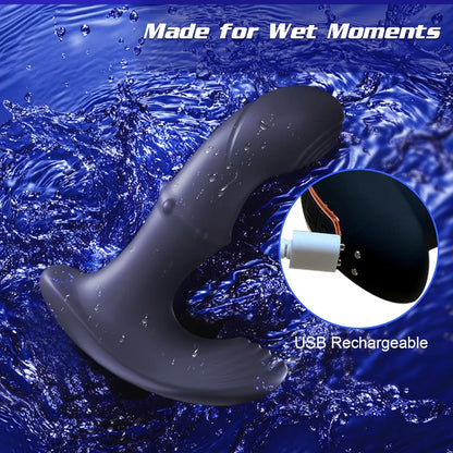 App-Controlled Beaded Prostate Massager and Vibrating Anal Plug with Thrusting Ring
