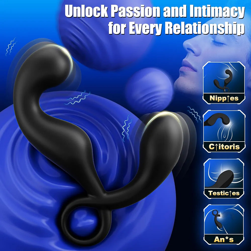 Dual-Motor Remote Controlled Prostate Massager with 9 Vibration Modes and Anal Beads