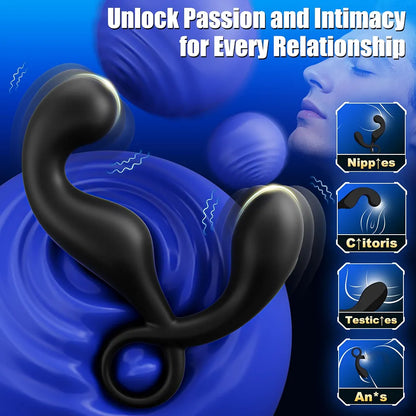 Dual-Motor Remote Controlled Prostate Massager with 9 Vibration Modes and Anal Beads