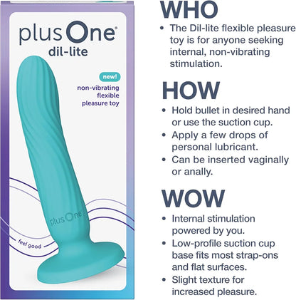 plusOne Dil-lite Internal Stimulator - Ergonomic Flexible Non-Vibrating Silicone Dildo
