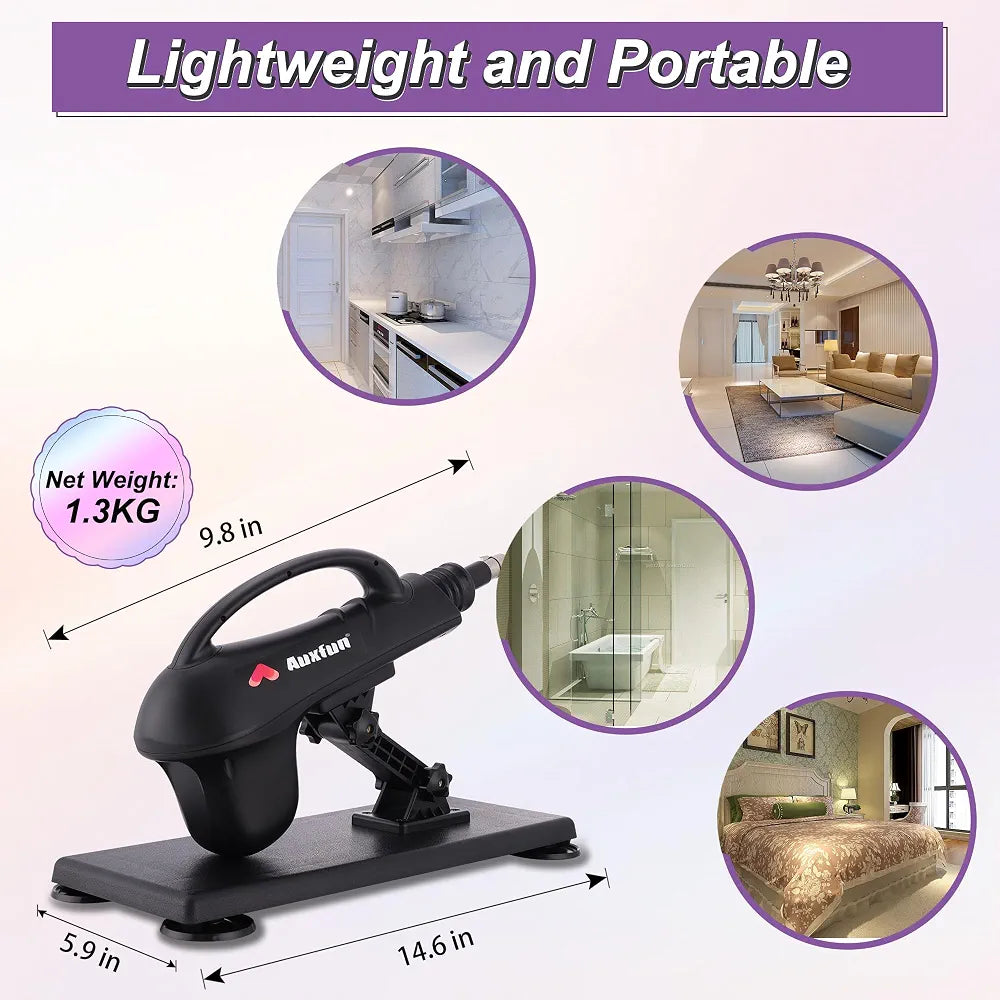 Automatic Thrusting Sex Machine with 7 Attachments and 3XLR Connector for G-Spot and Anal Stimulation