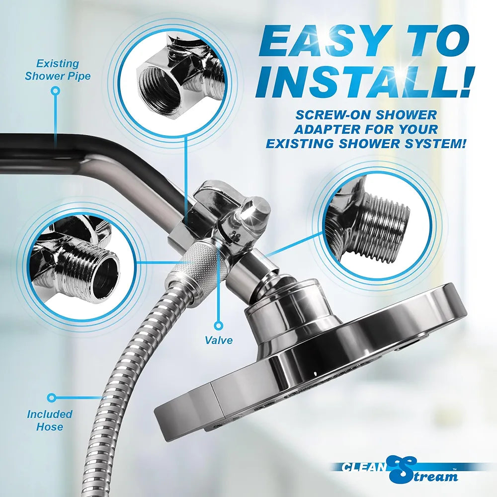 Cleanstream Premium 6-Foot Shower Enema System with 4 Interchangeable Silicone and Aluminum Tips and Shower Adapter