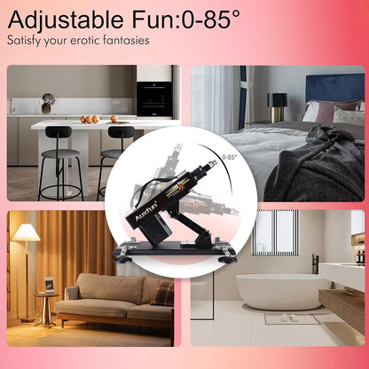 Realistic Thrusting Sex Machine with 8 Attachments, 3XLR Connector, and Suction Cup Adapter