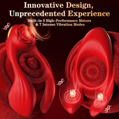 Dual-Stimulation Silicone Vibrating Penis Ring with 7 Vibration Modes for Couples