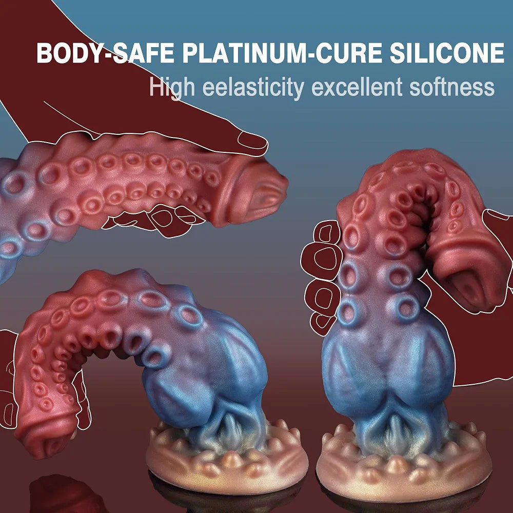 9.7-Inch Realistic Fantasy Monster Tentacle Dildo with Suction Cup - Textured Silicone Anal and Prostate Toy