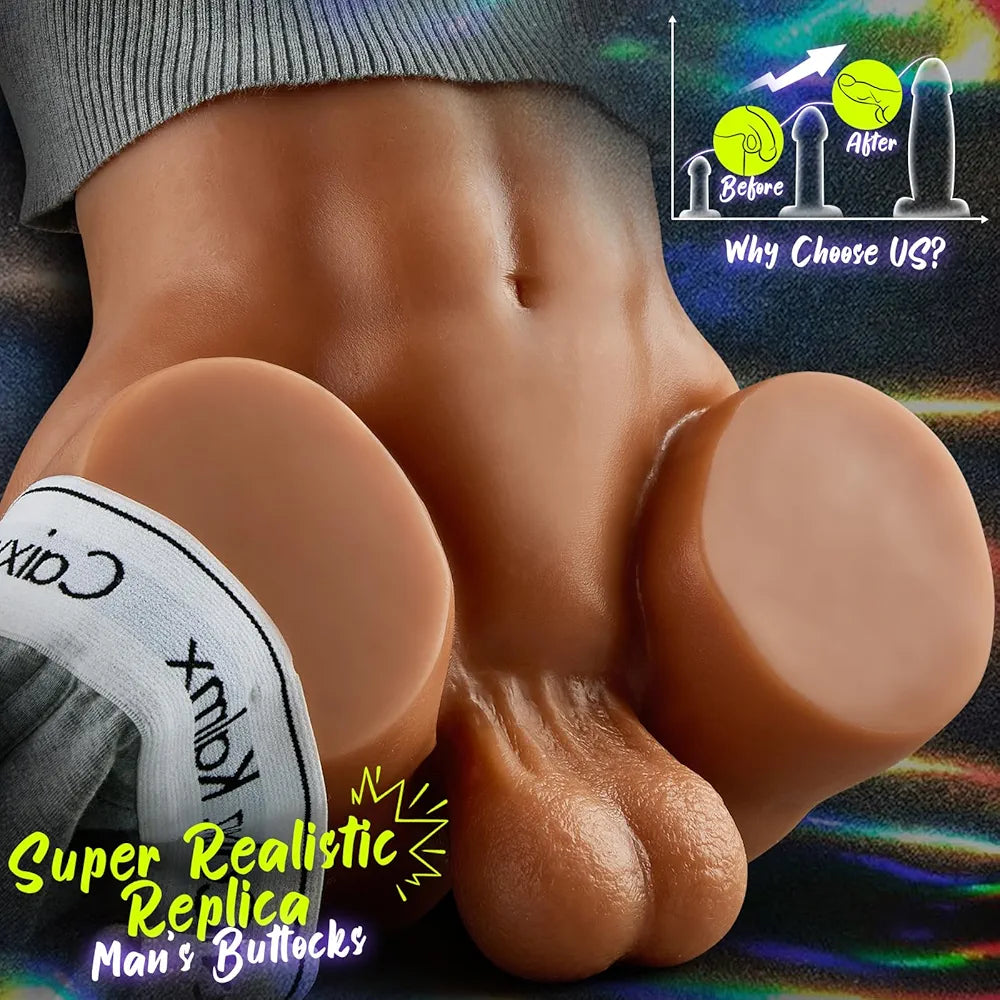10LB Realistic Male Masturbator with Vibrating Anal Channel and HIPS Anus