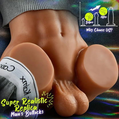 10LB Realistic Male Masturbator with Vibrating Anal Channel and HIPS Anus