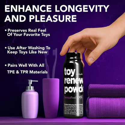 Blush Sex Toy Renewal Powder 3.4 oz - Cornstarch-Based Refreshing Dusting Powder for TPE and TPR Adult Toys