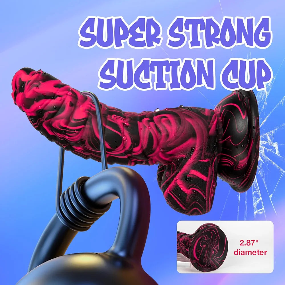 7.16-Inch Realistic Silicone Monster Dildo with Strong Suction Cup for Hands-Free G-Spot and Anal Stimulation