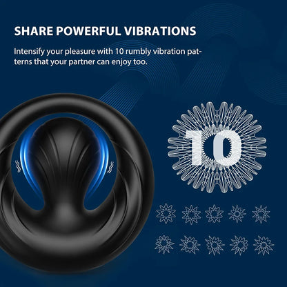 10-Mode Flexible Dual-Stimulation Vibrating Penis Ring for Couples