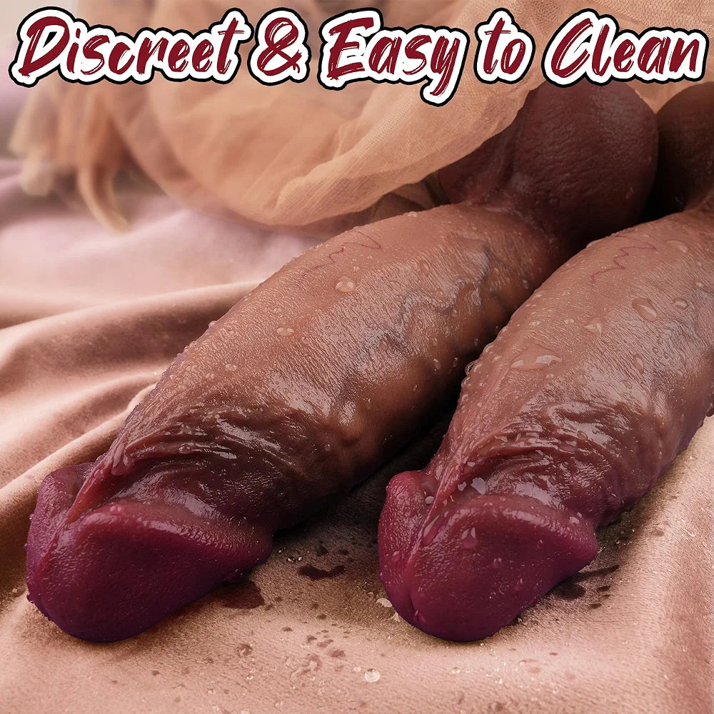 8-Inch Realistic Dual-Density Curved Silicone Dildo with Full-Belly Shape and Strong Suction Cup