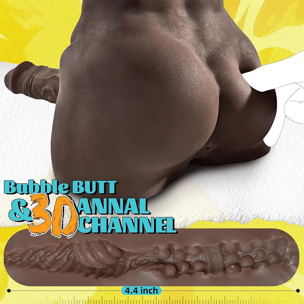 6LB Portable Realistic Male Sex Doll with Flexible Dildo and Dual-Entry Masturbation Features