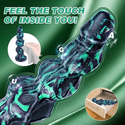 10-Inch Realistic Silicone Fantasy Dragon Dildo with Suction Cup and Triple Knots