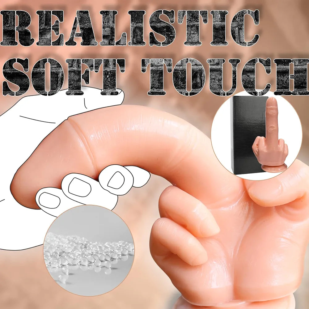 9.5-Inch Realistic Finger-Shaped Anal Dildo with Suction Cup for G-Spot Stimulation