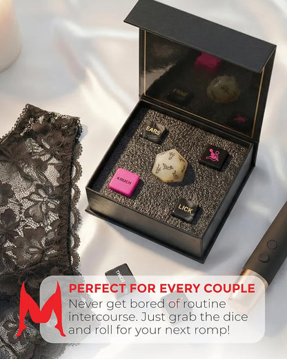 Deluxe 5-Piece Adult Intimacy Dice Set with Storage Case and Guide