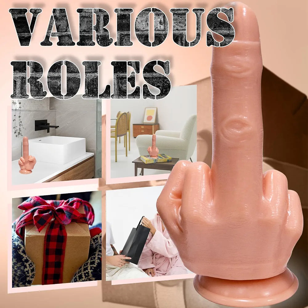 9.5-Inch Realistic Finger-Shaped Anal Dildo with Suction Cup for G-Spot Stimulation