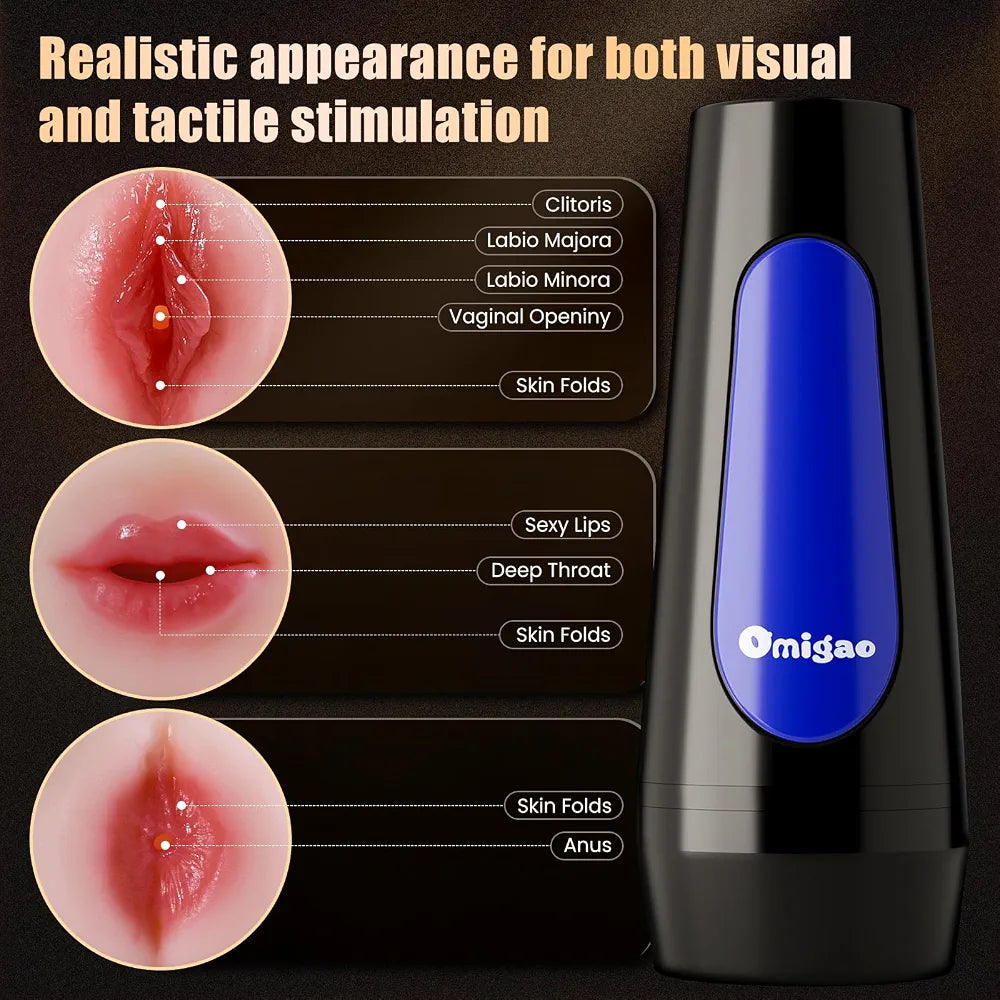 Realistic Textured Male Masturbator Sleeve with 3 Interchangeable Cock Sleeves for Men