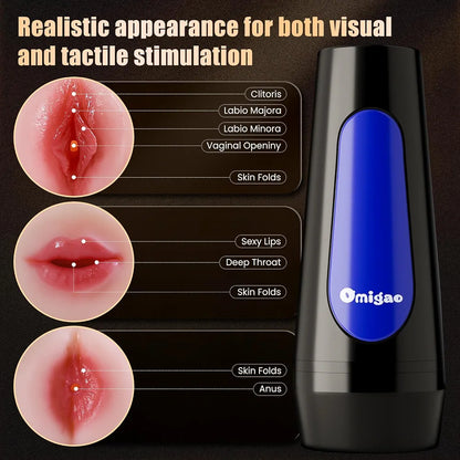 Realistic Textured Male Masturbator Sleeve with 3 Interchangeable Cock Sleeves for Men