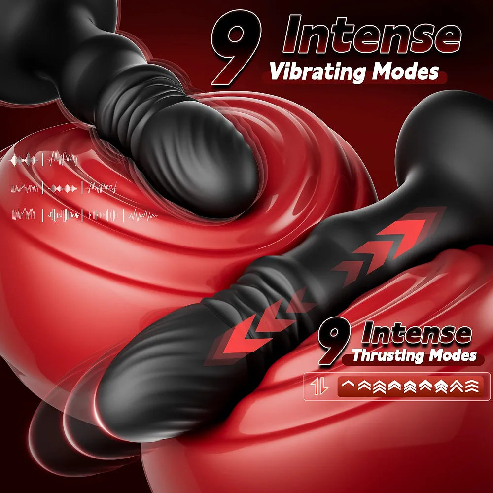 KUSHOR Remote-Controlled Prostate Massager with 9 Vibration and Thrusting Modes, Suction Cup Anal Dildo for Men