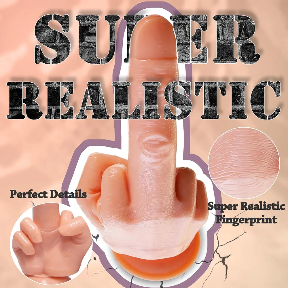 9.5-Inch Realistic Finger-Shaped Anal Dildo with Suction Cup for G-Spot Stimulation