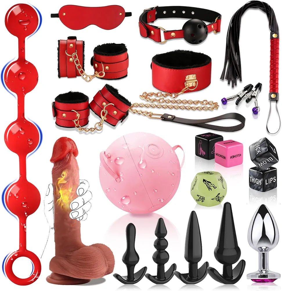 20-Piece Premium Adult Intimacy and BDSM Restraint Kit with Anal Stimulation Accessories