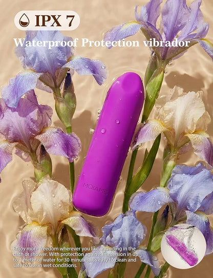 Rechargeable Waterproof Silicone Mini Bullet Vibrator - 10-Mode Purple Lipstick Massager