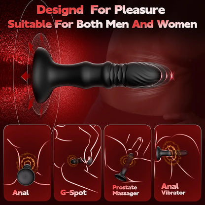 KUSHOR Remote-Controlled Prostate Massager with 9 Vibration and Thrusting Modes, Suction Cup Anal Dildo for Men